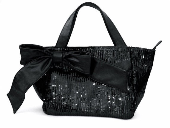 Items similar to Black Sequin Convertible Cross Body Handbag Purse on Etsy