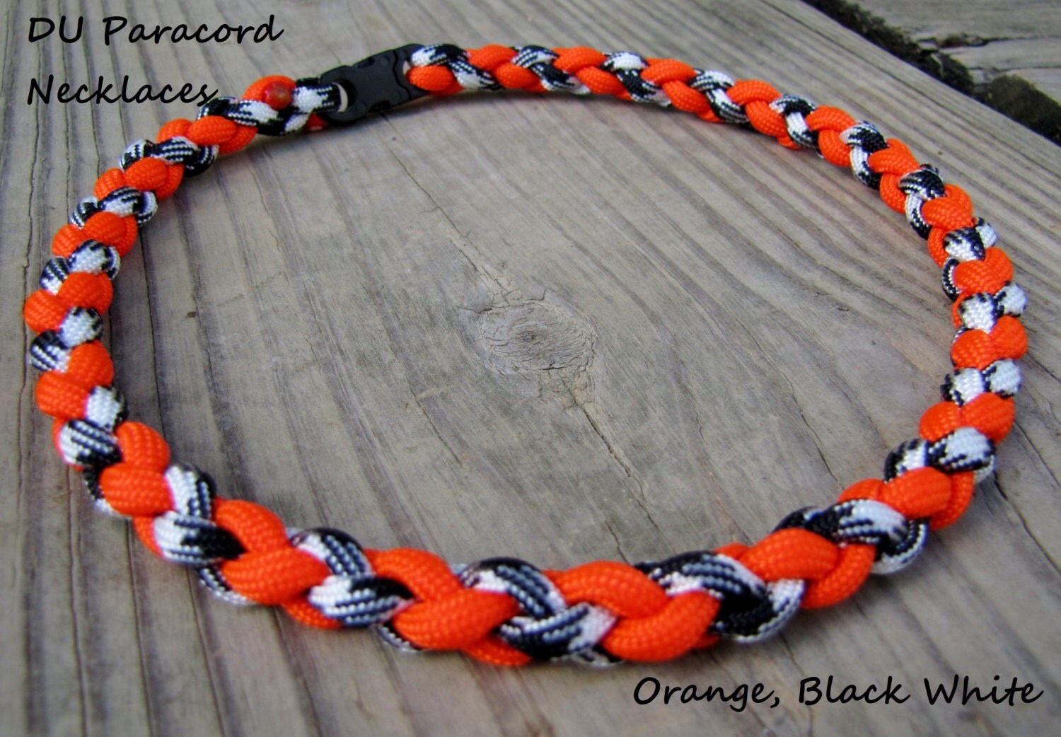 Paracord Sports Necklace or Bracelet Orange Black White