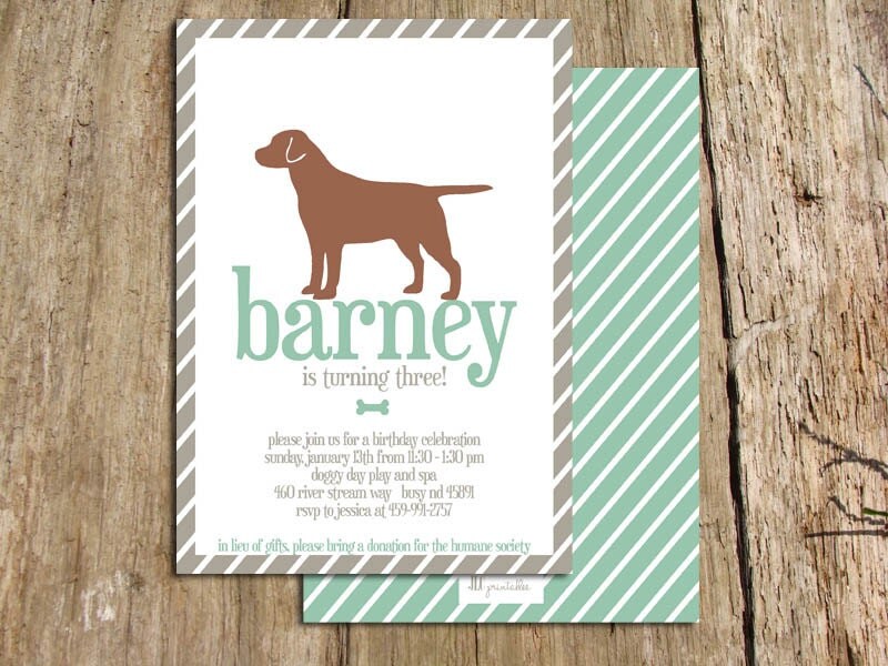 Printable Boy Dog Birthday Party Invitation Customize with
