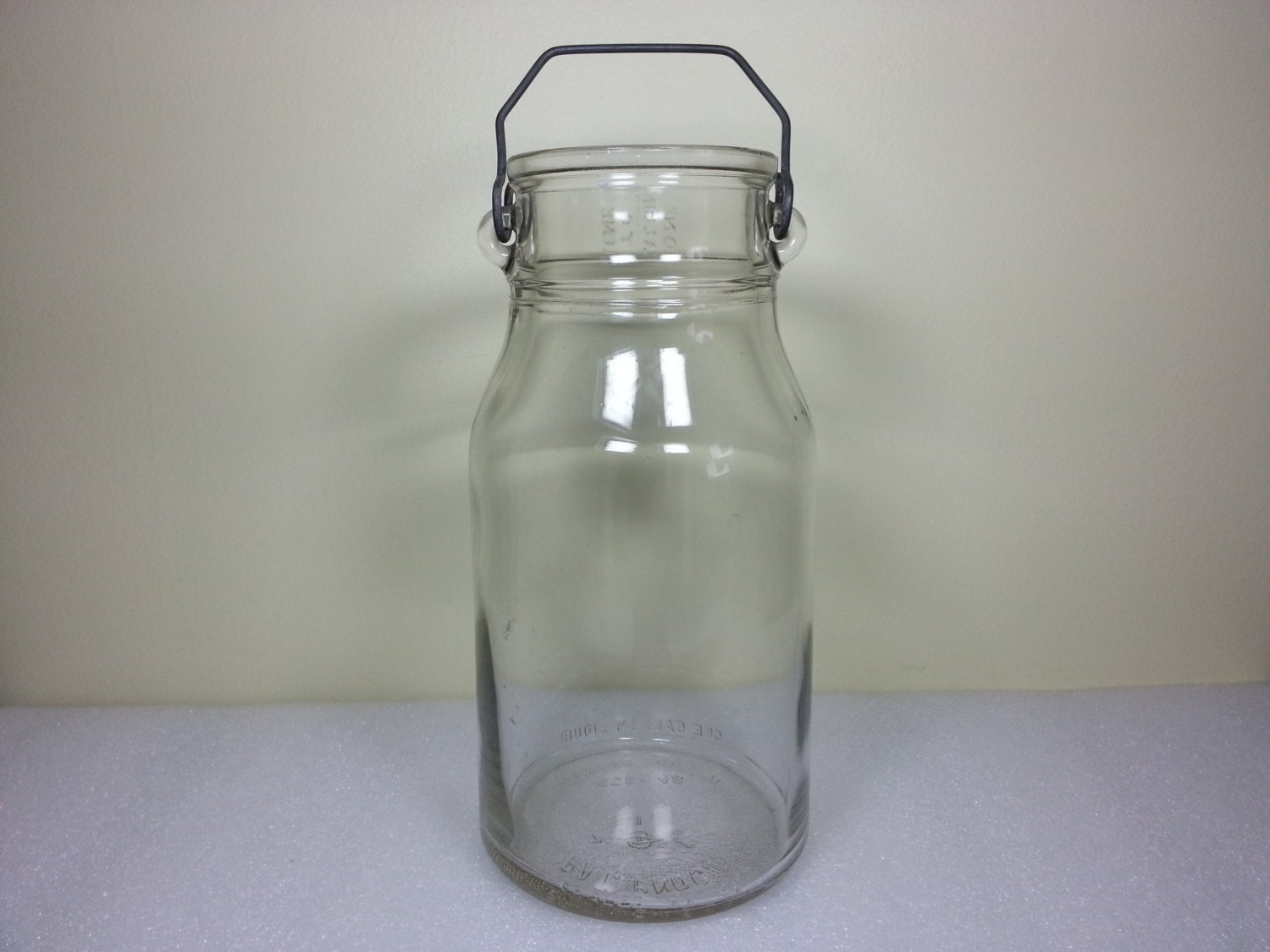 Vintage One Gallon Liquid Milk Jug With Metal Wire Handle