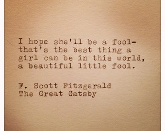 F. Scott Fitzgerald Hand Typed Quote Made On Typewriter