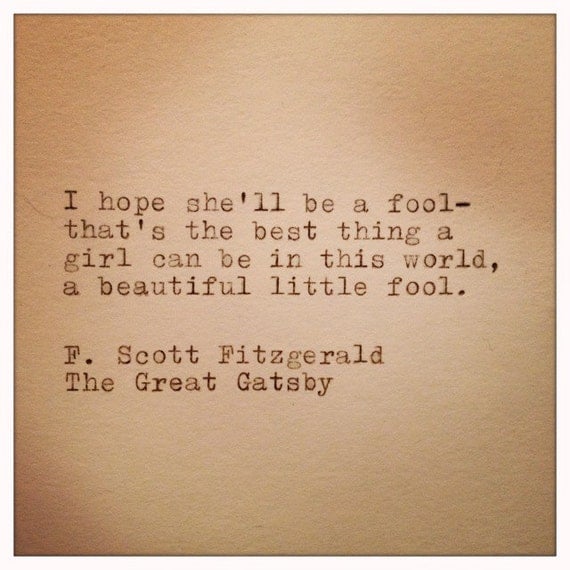  Great Gatsby Quote Typed on Typewriter