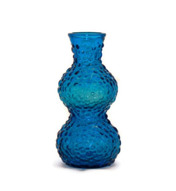 Vintage Blue Bubble Glass Vase by TheRoamingEclectic on Etsy