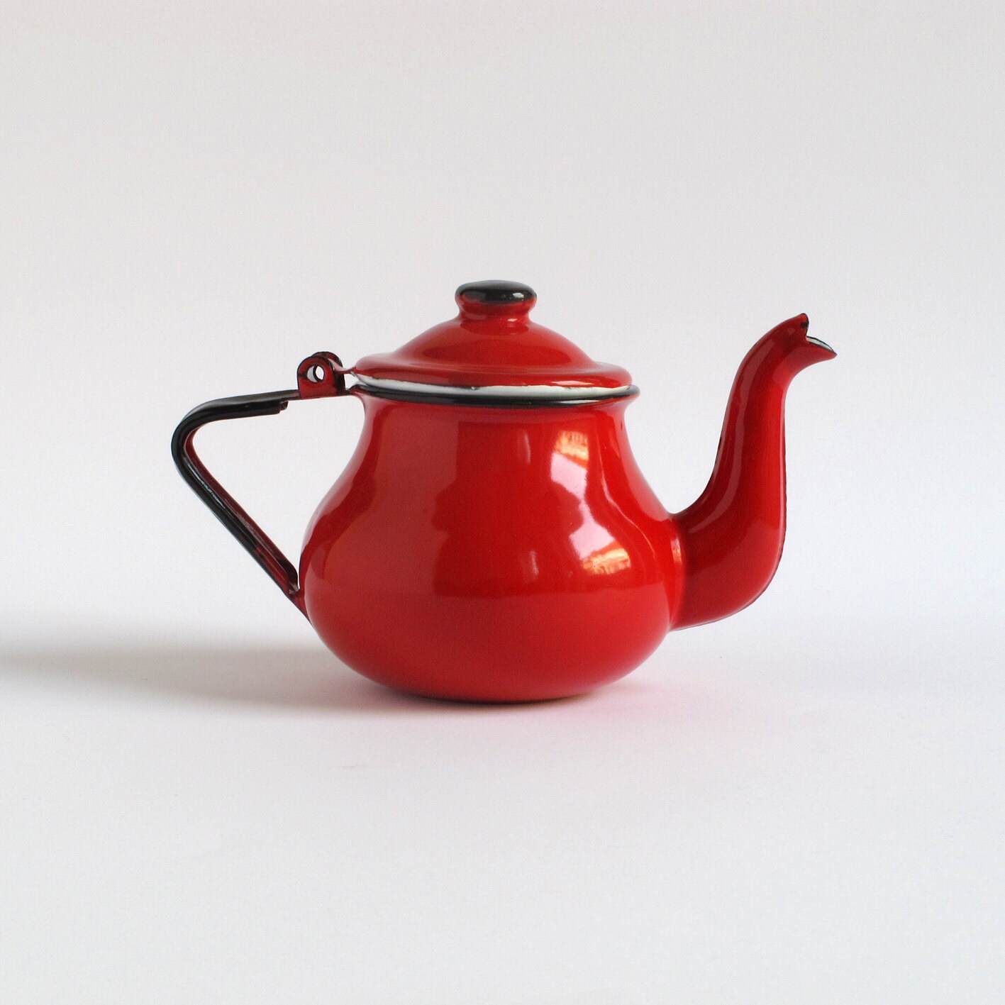 Red Enamel Teapot.