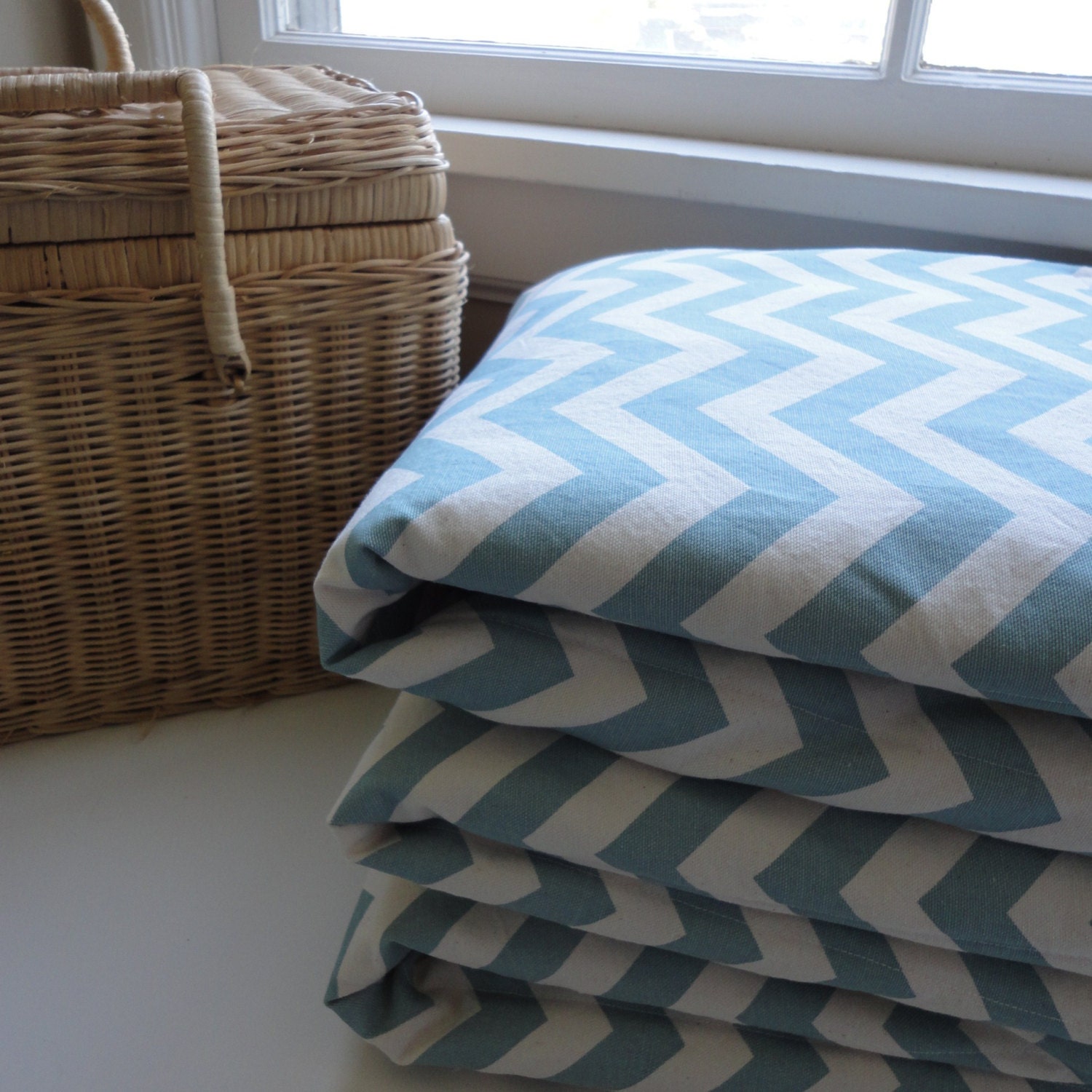 SALE Waterproof Picnic BlanketBlue Chevron by ModernCabin on Etsy