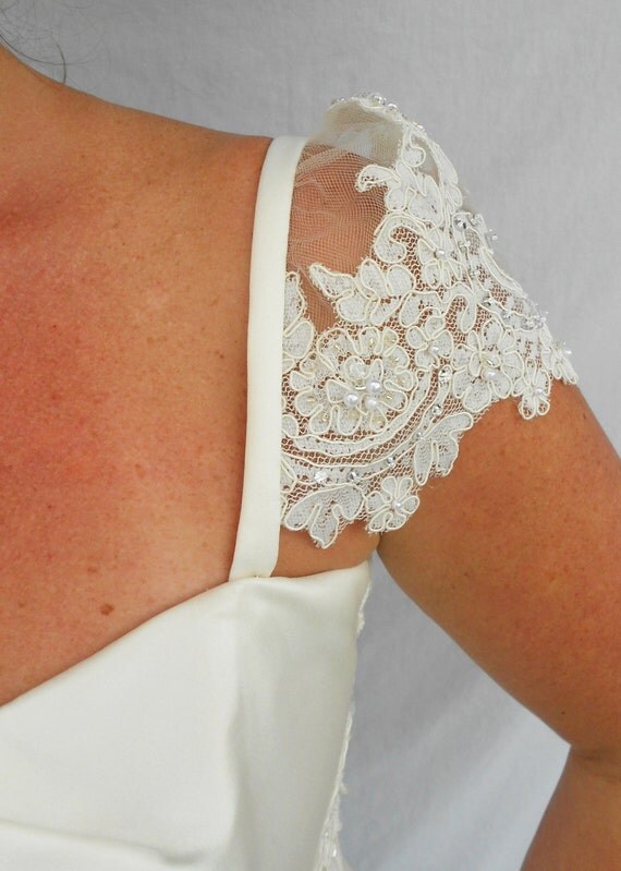 detachable beaded cap sleeves for wedding dress