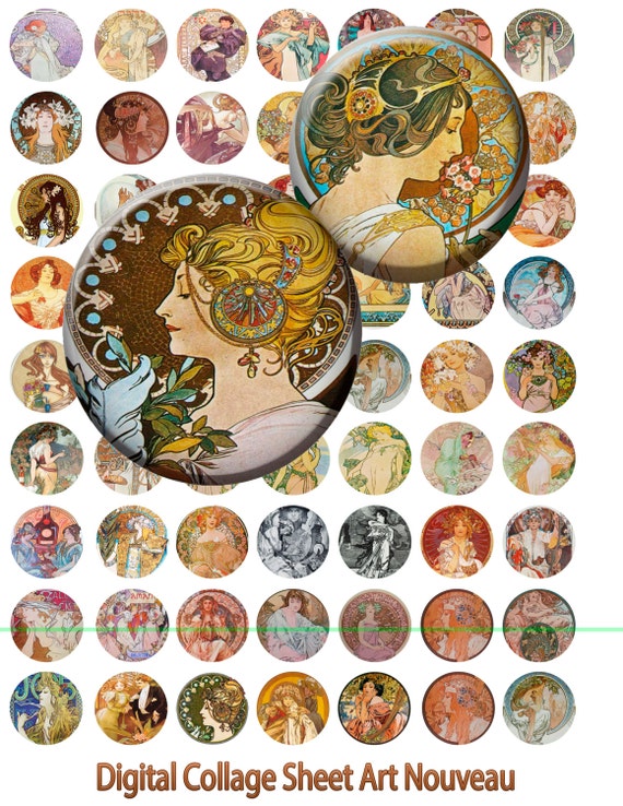 Download Items similar to Art Nouveau, Deco Alphonse Mucha Digital ...