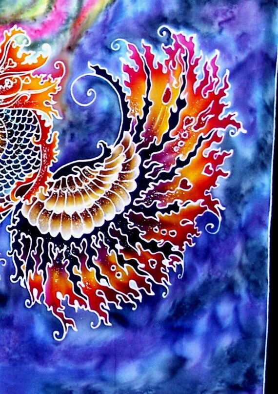 Twin Dragons Batik Banner Tapestry