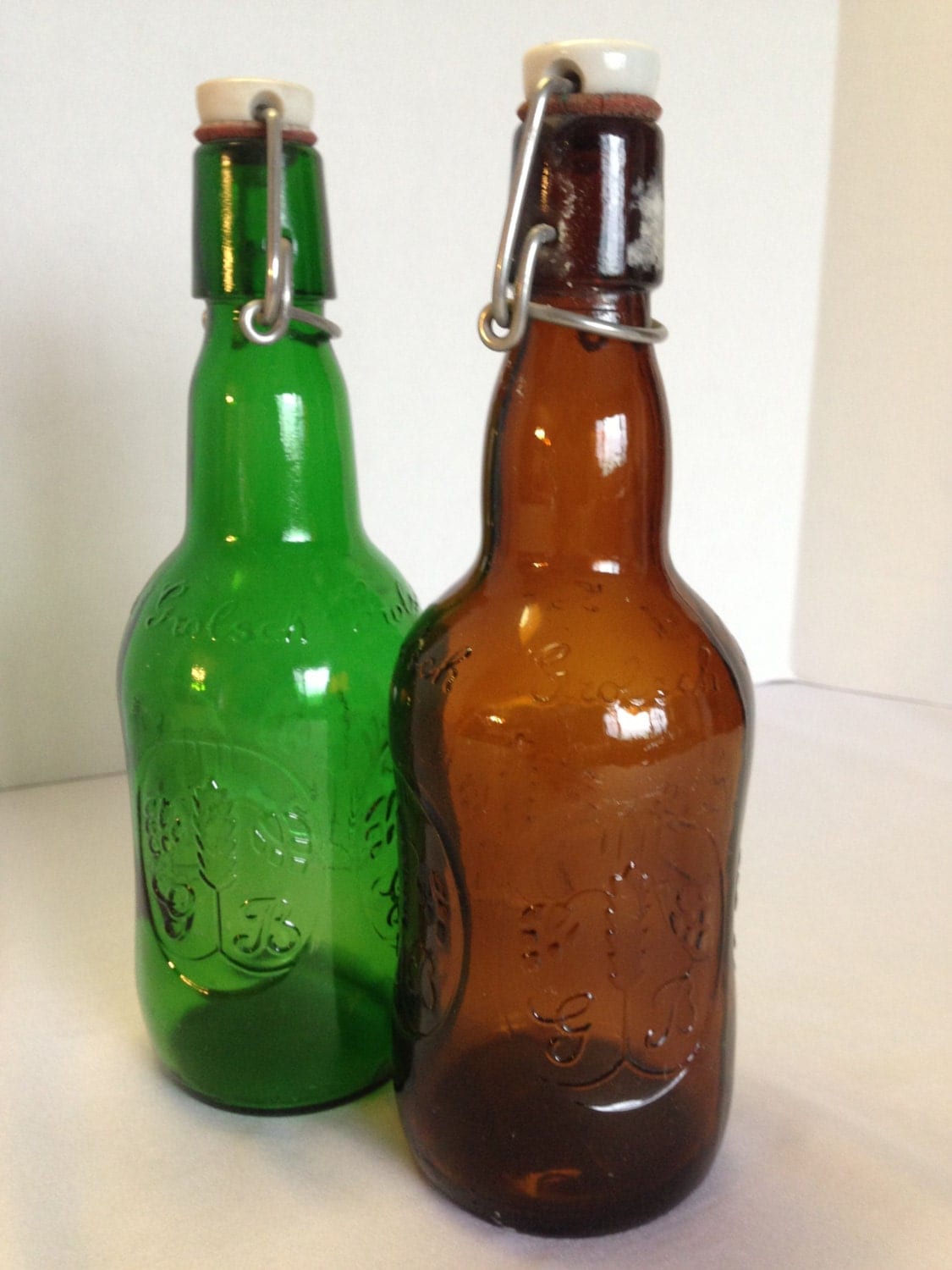 Grolsch Beer Bottles Ceramic Stopper Set of 2
