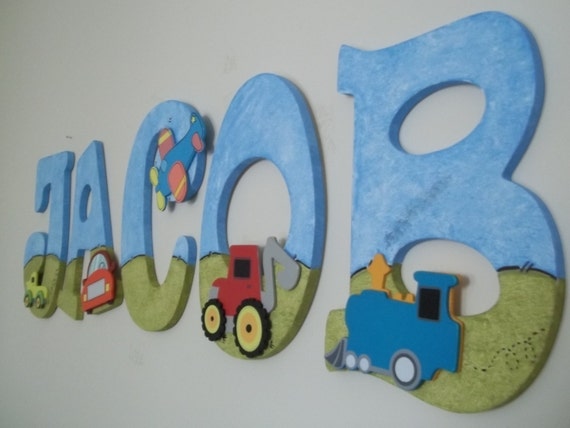 Set Of 5 DECORATED WOODEN LETTERS 9 Wood Letters Set Of 5 DECORATED WOODEN LETTERS 9 Wood Letters