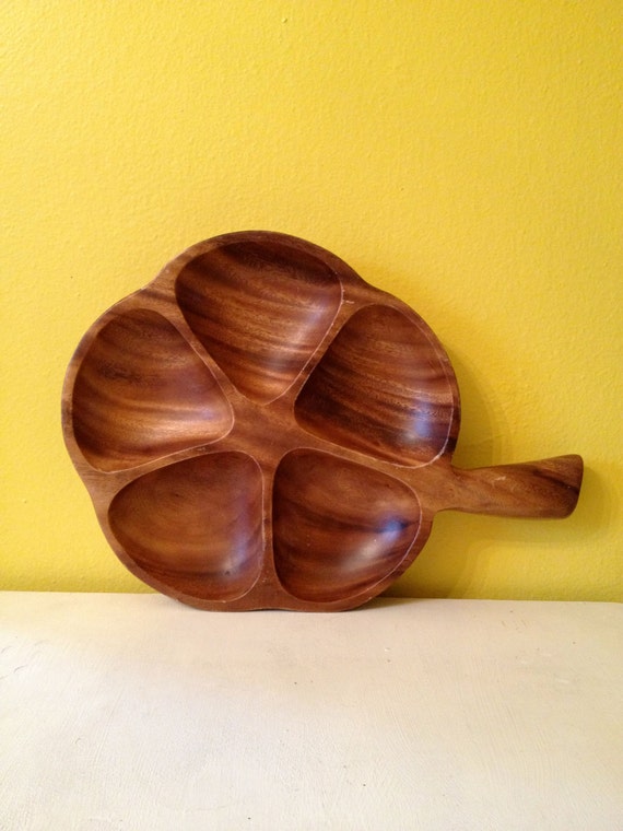 Wooden Divided Serving Tray Flower by juxtaposevintage on Etsy