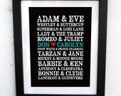 Items similar to Personalized Famous Couples Poster 16x20 on Etsy