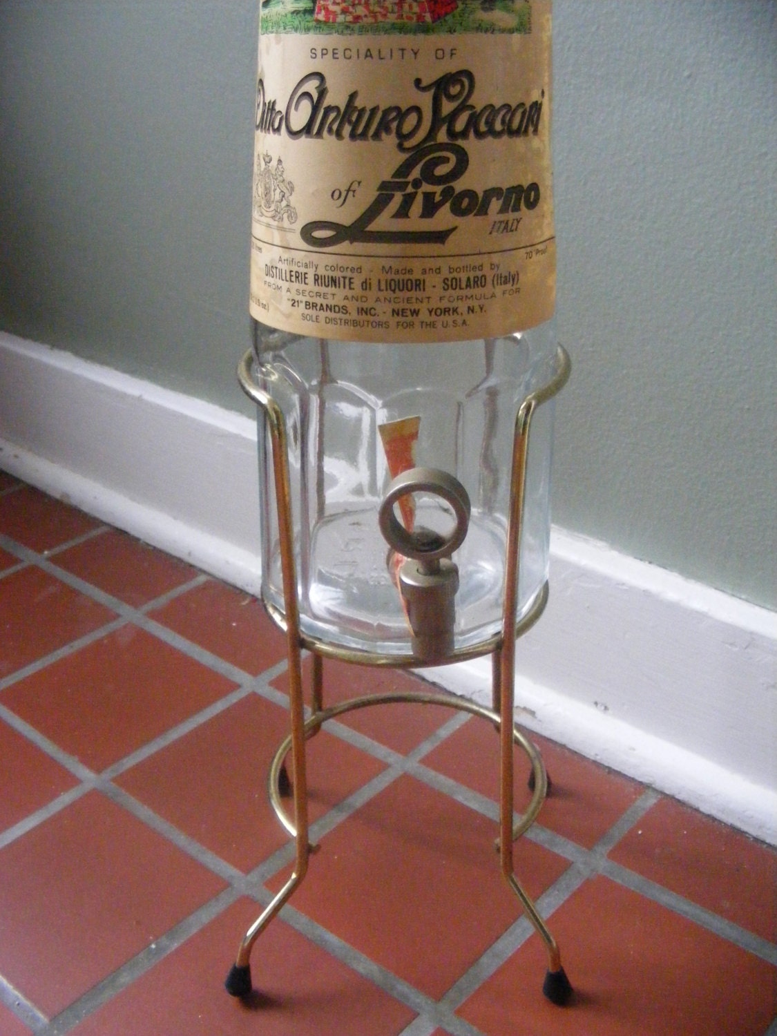 Vintage Tall Liquore Galliano Italy Bottle With Spigot and