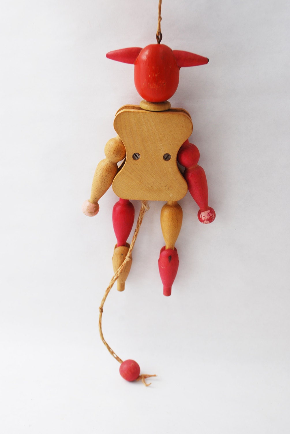 Vintage Wooden Pull Toy Nursery Decor Children's Wood