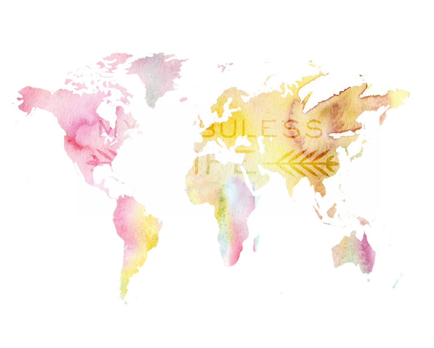 Watercolor World Map INSTANT DOWNLOAD by MyFabulessLife on Etsy