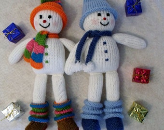 Toy doll knitting pattern. Christmas decoration Knitting Pattern. Snowy the Snowman. PDF instant download toy knitting pattern.