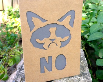 Meme Cat - Paper Cut Out Greeting Card