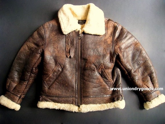 Vintage B3 Leather Shearling Bomber Flight Jacket by uniondrygoods