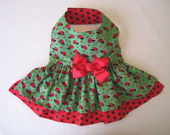 XS and M Little Dog Dress - Ladydbug Pet Harness Dress, Tiny Dog, Puppy dress, Teacup, Chihuahua, Maltese, Yorkie and other Small Breeds