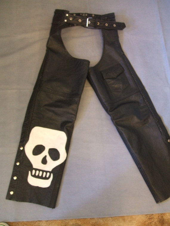 Chaps Moto En Cuir Hot Leathers - Noir, Taille S Avec Zips Et Boutons-pression