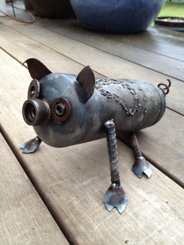 Scrap Metal Pig Garden Art