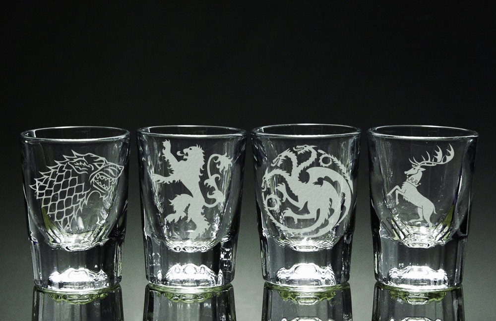 Game of Thrones House Etched Shot Glasses Set of 4