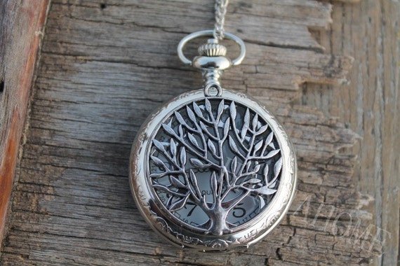 The silver tree of life Pocket Watch Necklace Pendant man Jewelry ...