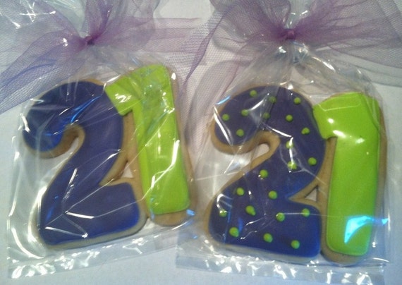 Decorated cookies birthday cookies birthday favors 21st