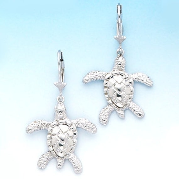 Sterling Silver lever back swimming Turtles by GianniDeloro