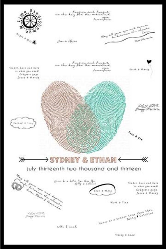 Items similar to Personalized Thumbprints Wedding Gift, Wedding ...