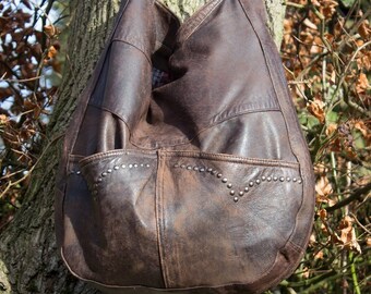 Slouchy Hobo,Leather Bag,eco leather,Recycled leather Hobo,Large Leather Bag,Repurposed Leather Bag,Recycled Leather Handbag,