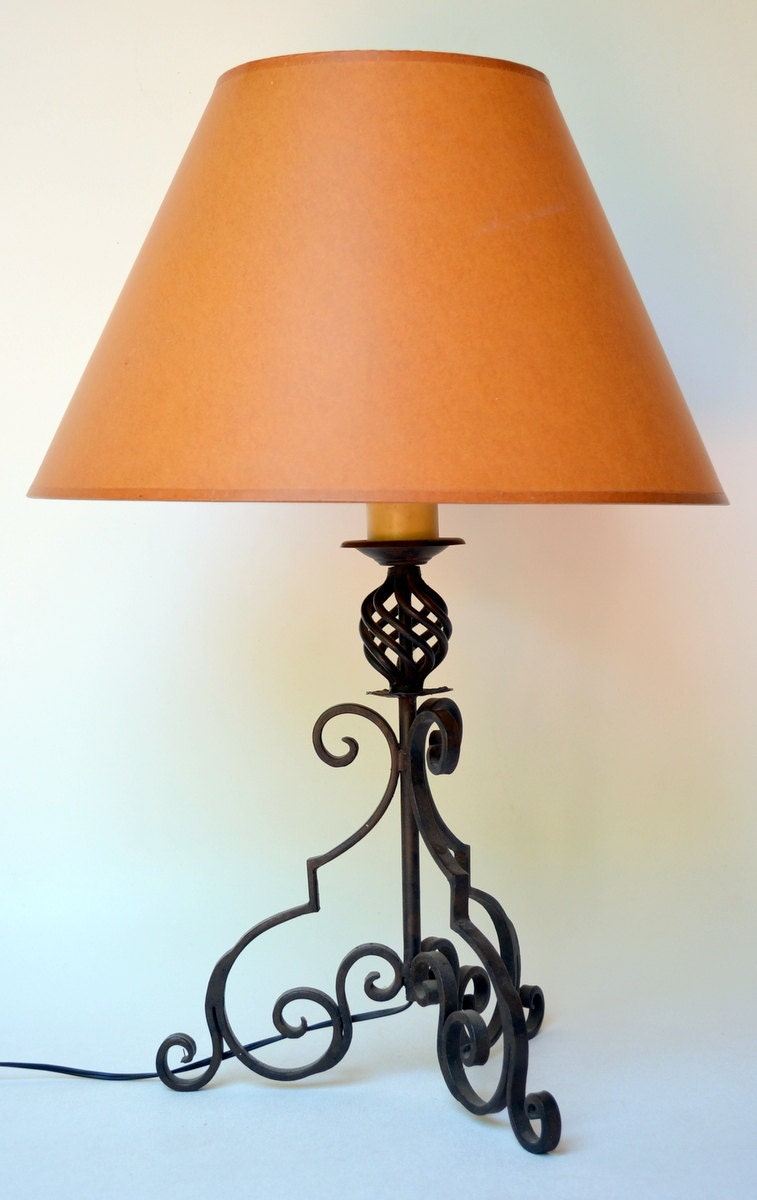 Vintage Rustic Mountain Wrought Iron Table Lamp Hacienda