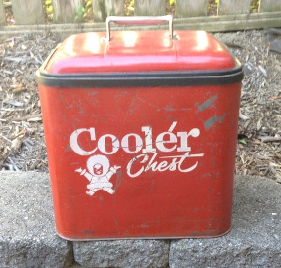 Eskimo Cooler Chest Vintage Antique 1950s Red Metal Ice Chest