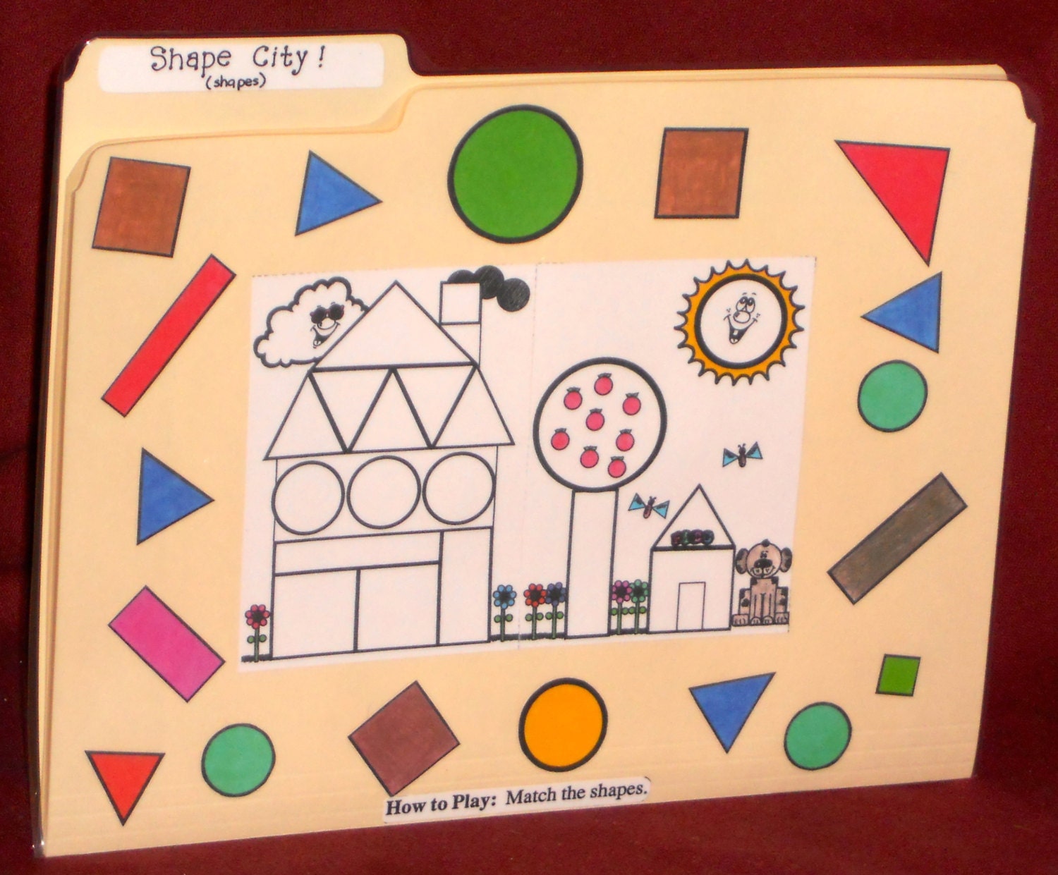 File Folder Game Shapes SHAPE CITY by NoBatteryReqrdGames