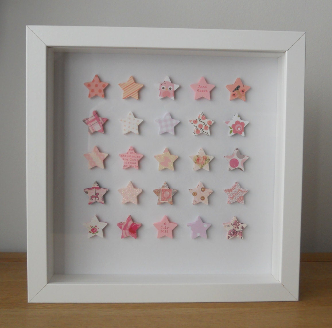 Personalised Christening Box Frame Picture Keepsake Pink