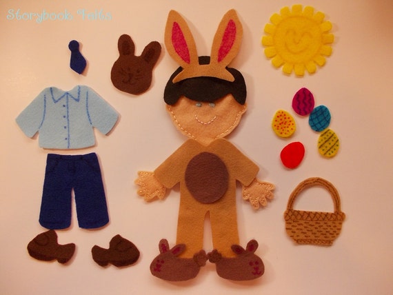 Storybook Felts Felt My Little Easter Boy Doll Dress Up Set 19PCS Paper Doll