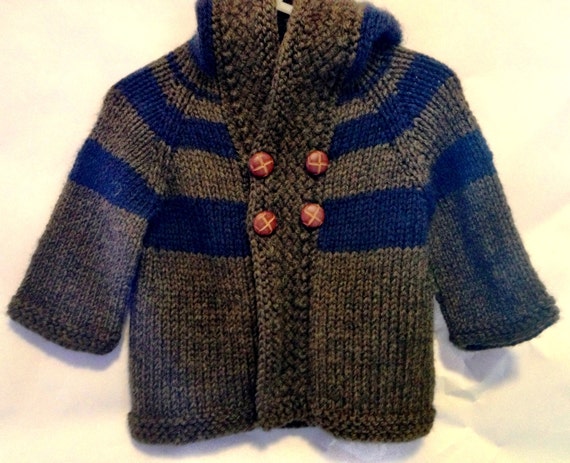 Items similar to Hooded Baby Car Coat, 6-9m, Handknit, OOAK, Ready to ...