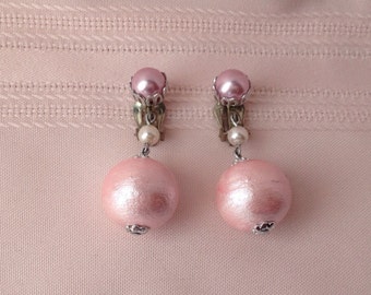 Japan Vintage Pink Pearl Dangle Earrings