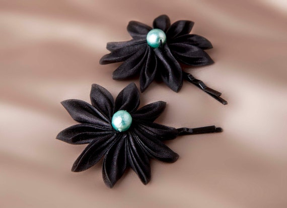 Small silk flower hair clips "Cléopâtre", birthday or Christmas gift