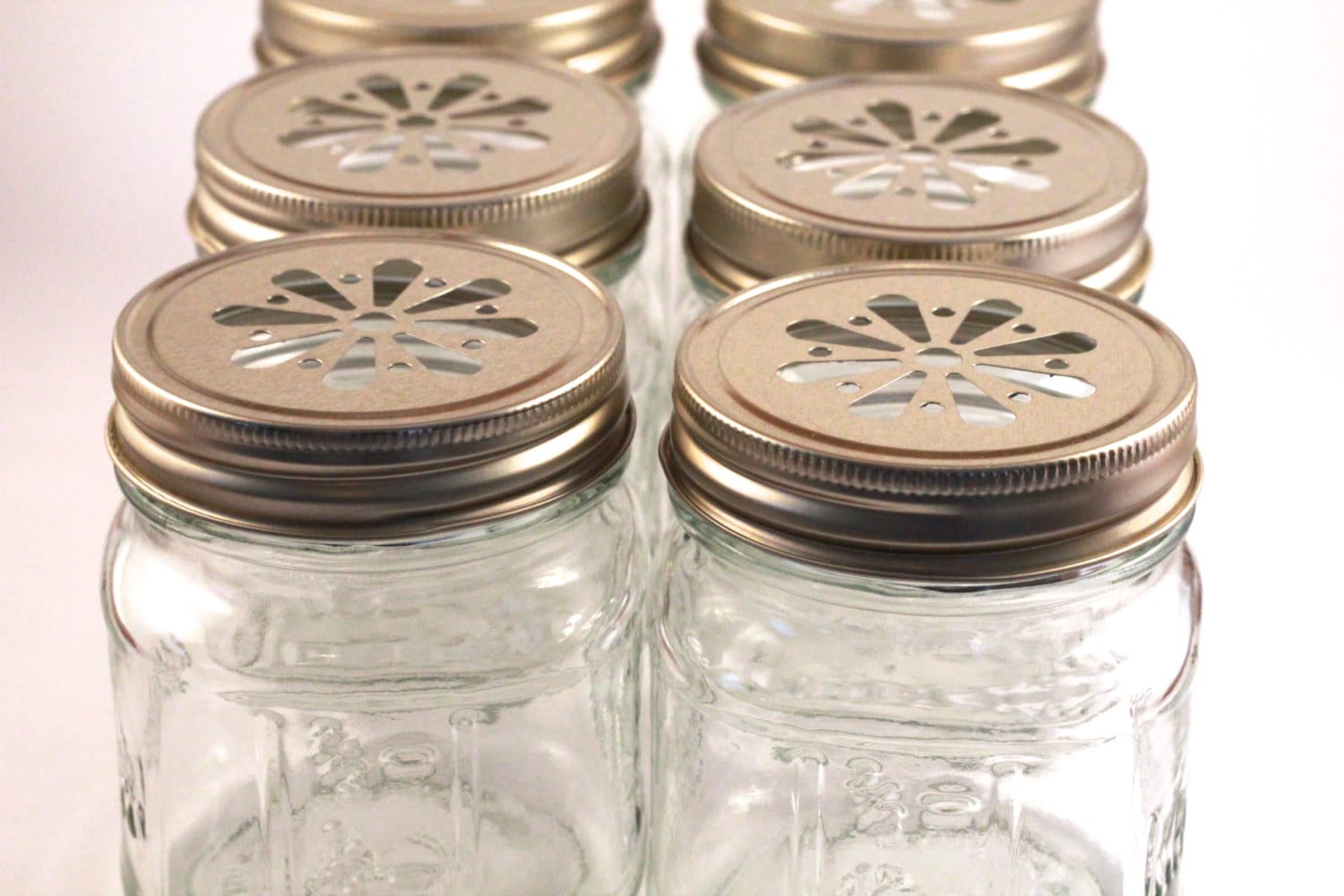 12 Gold Mason Jar Lids Daisy Flower Cut Gold by MoreSprinkledJoy