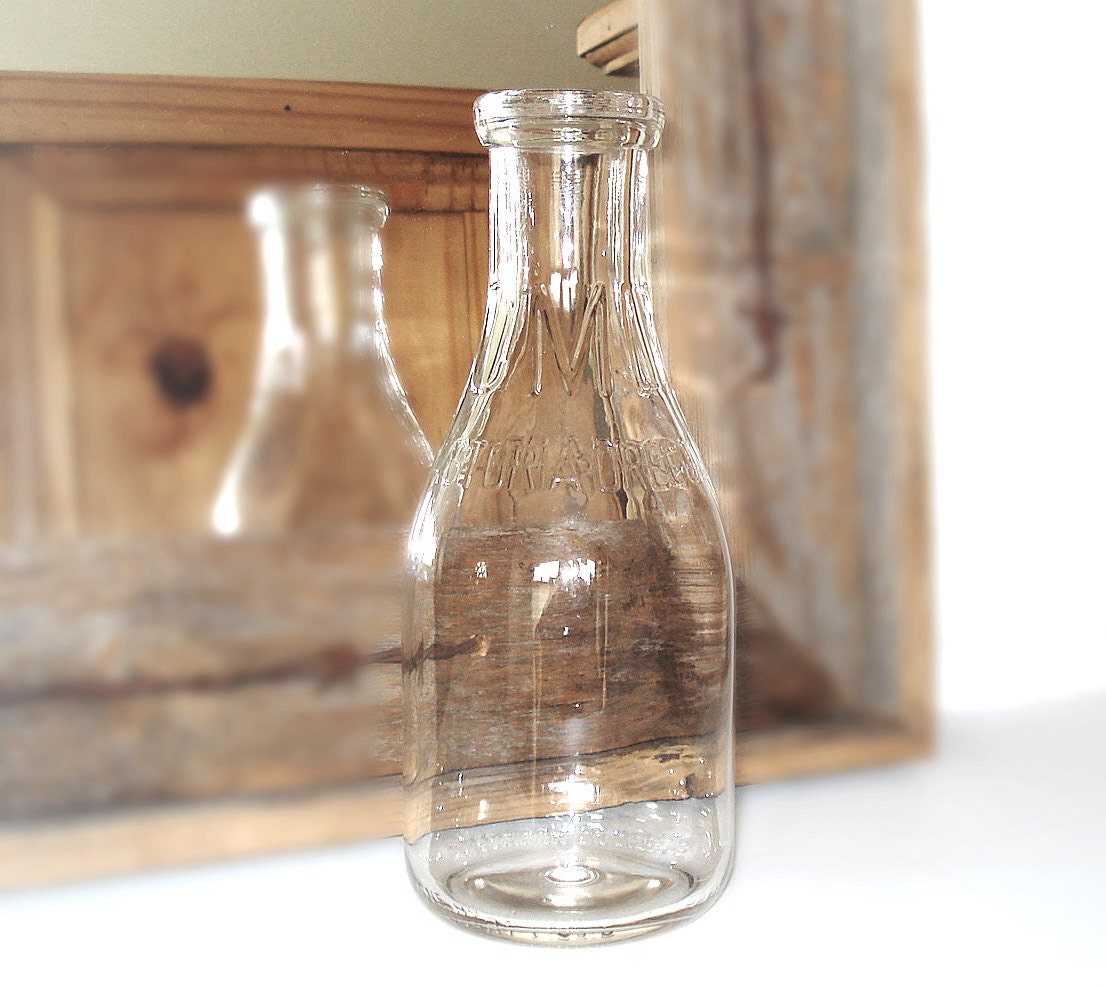 Vintage GLASS Milk Cream BOTTLE dairy Rural Oregon 1950's