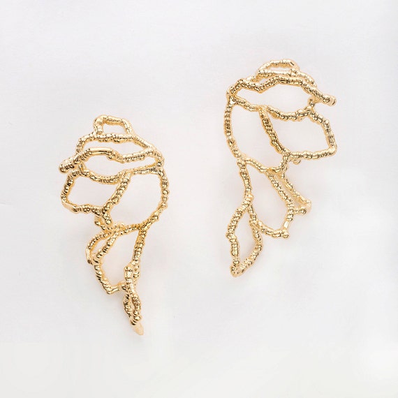 Gold Statement Earrings Gold Bridal Earrings Wedding by ShiriAvda