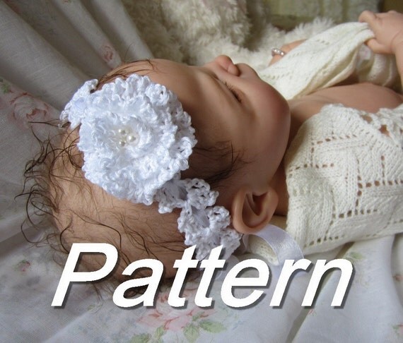 crochet double pattern headband stitch Frilly Baby Rose Lace with Toddler Adult Pattern Headband Crochet