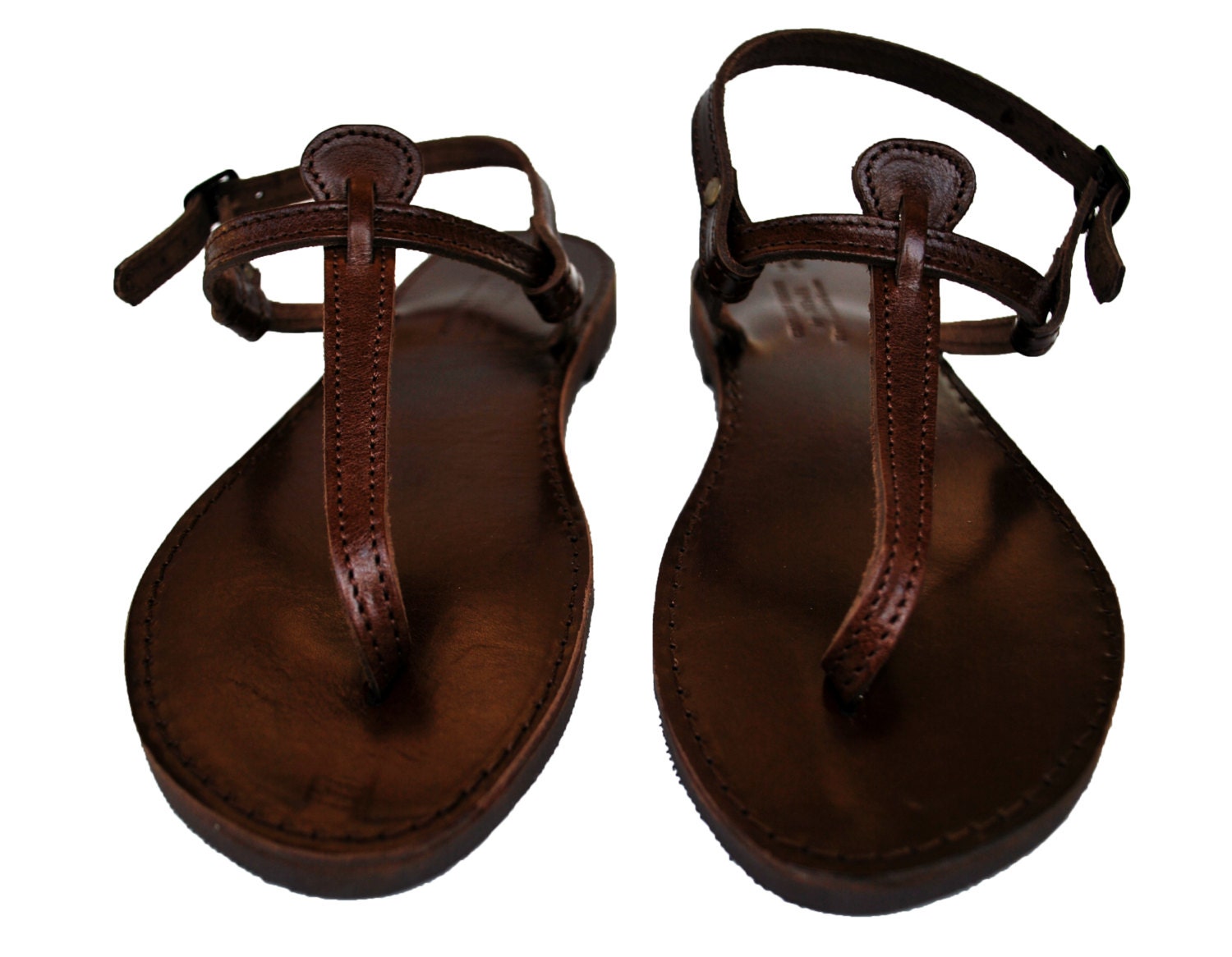 Dark Chocolate Brown T Strap Sandals Women T by NikolaSandals