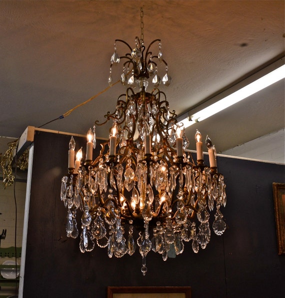 Antique European Crystal Chandelier by FleurStreetVintage on Etsy