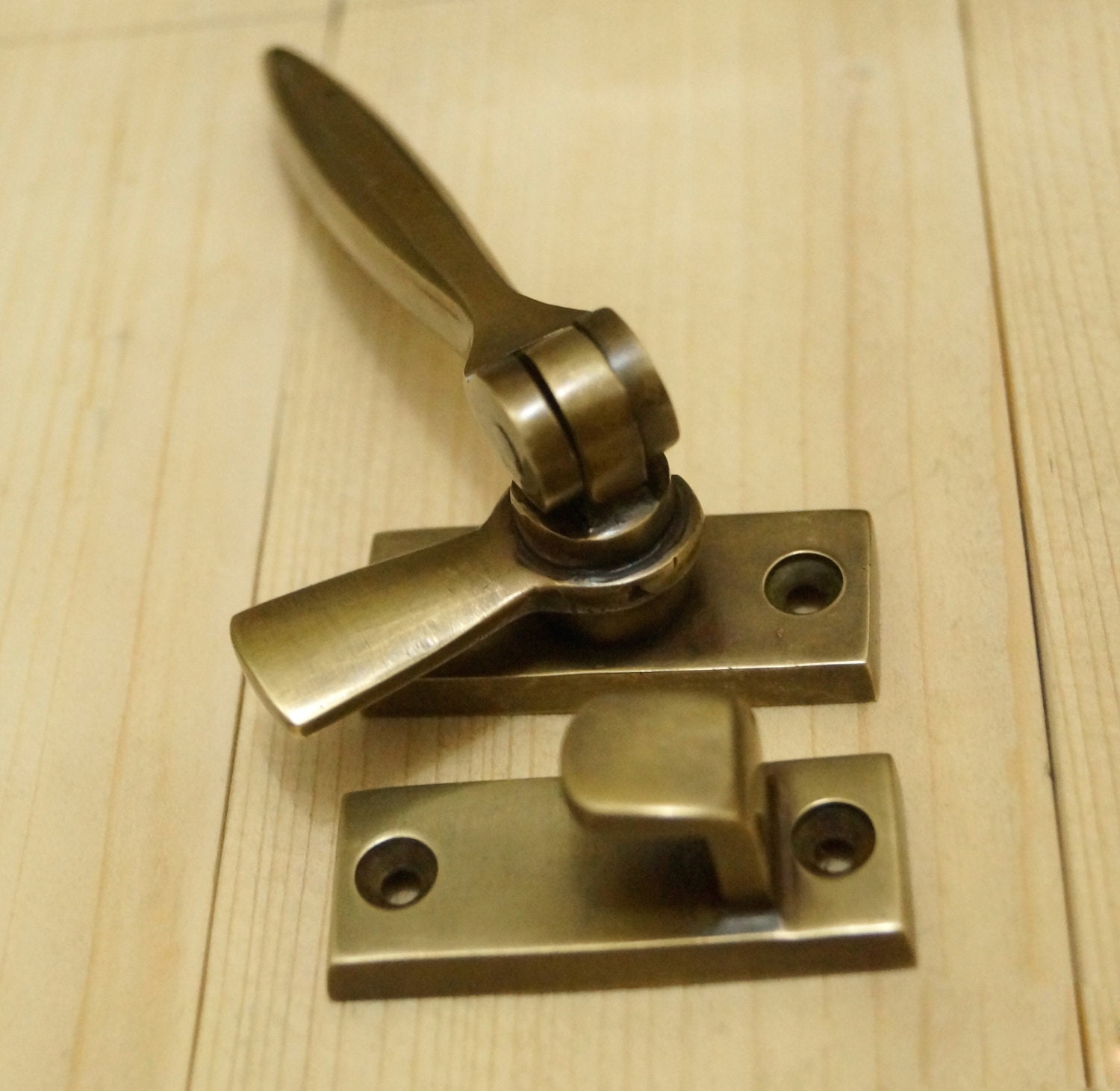 Antique Vintage Solid Brass LATCH CATCH LOCK Handle Safe Gate