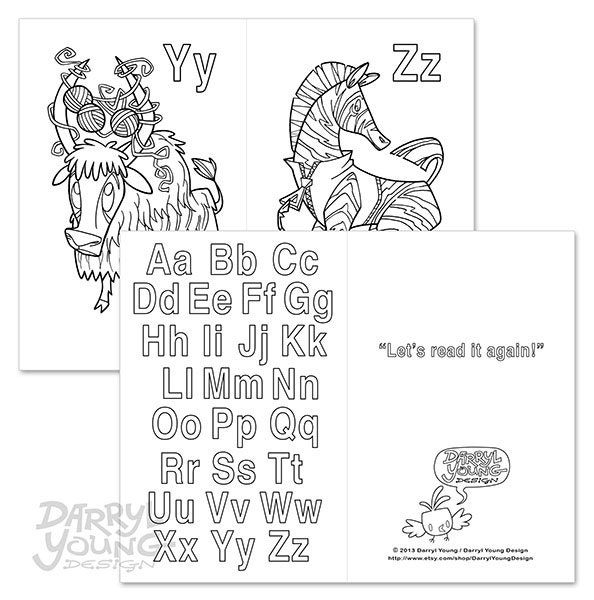 Alphabet Coloring Book Digital Printable Abc By Darrylyoungdesign