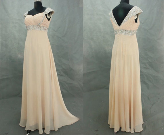 peach prom dress, long prom dress, cheap prom dress, formal prom dress ...