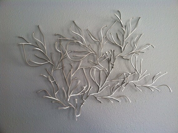 Decorative Coral Wall Art, metallic silver, repurposed