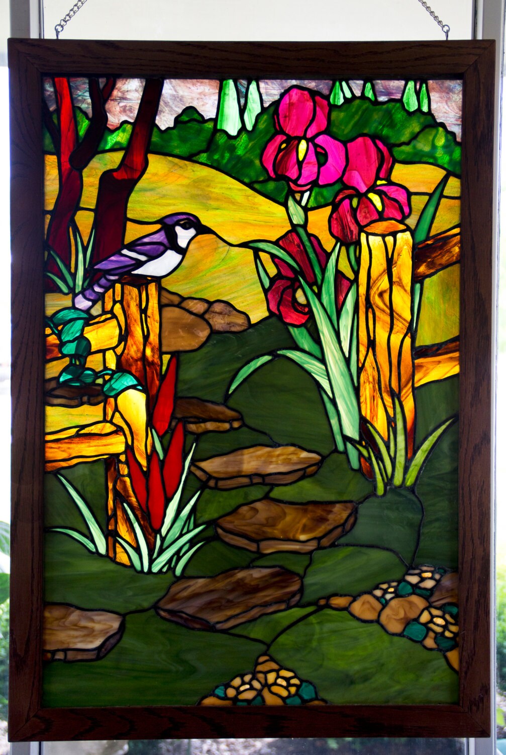 Custom Order Large Garden Path Stained Glass Panel by Glassplendor